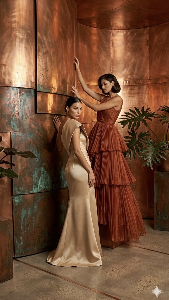 Copper Wall High Fashion Gowns - AI image template preview