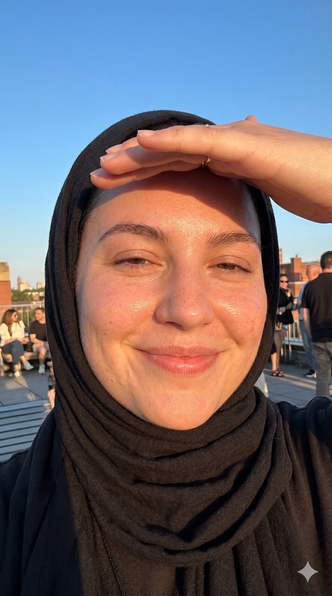 Golden Hour Smartphone Selfie with Headscarf - AI image template preview