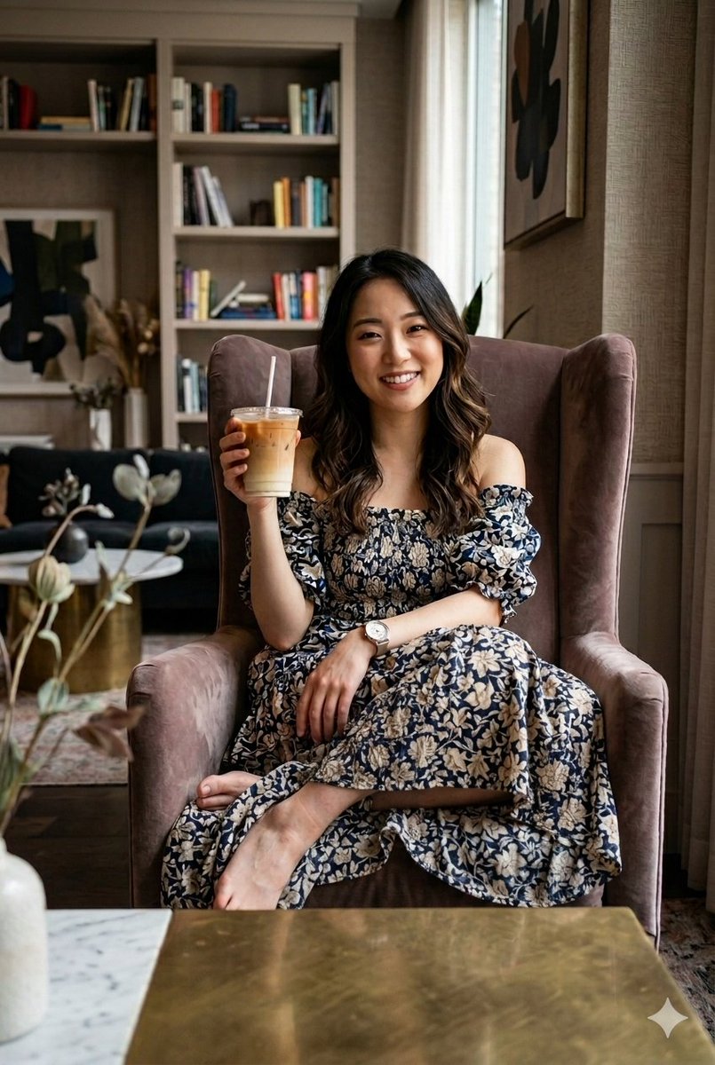 Cozy Iced Latte Portrait - AI image template preview