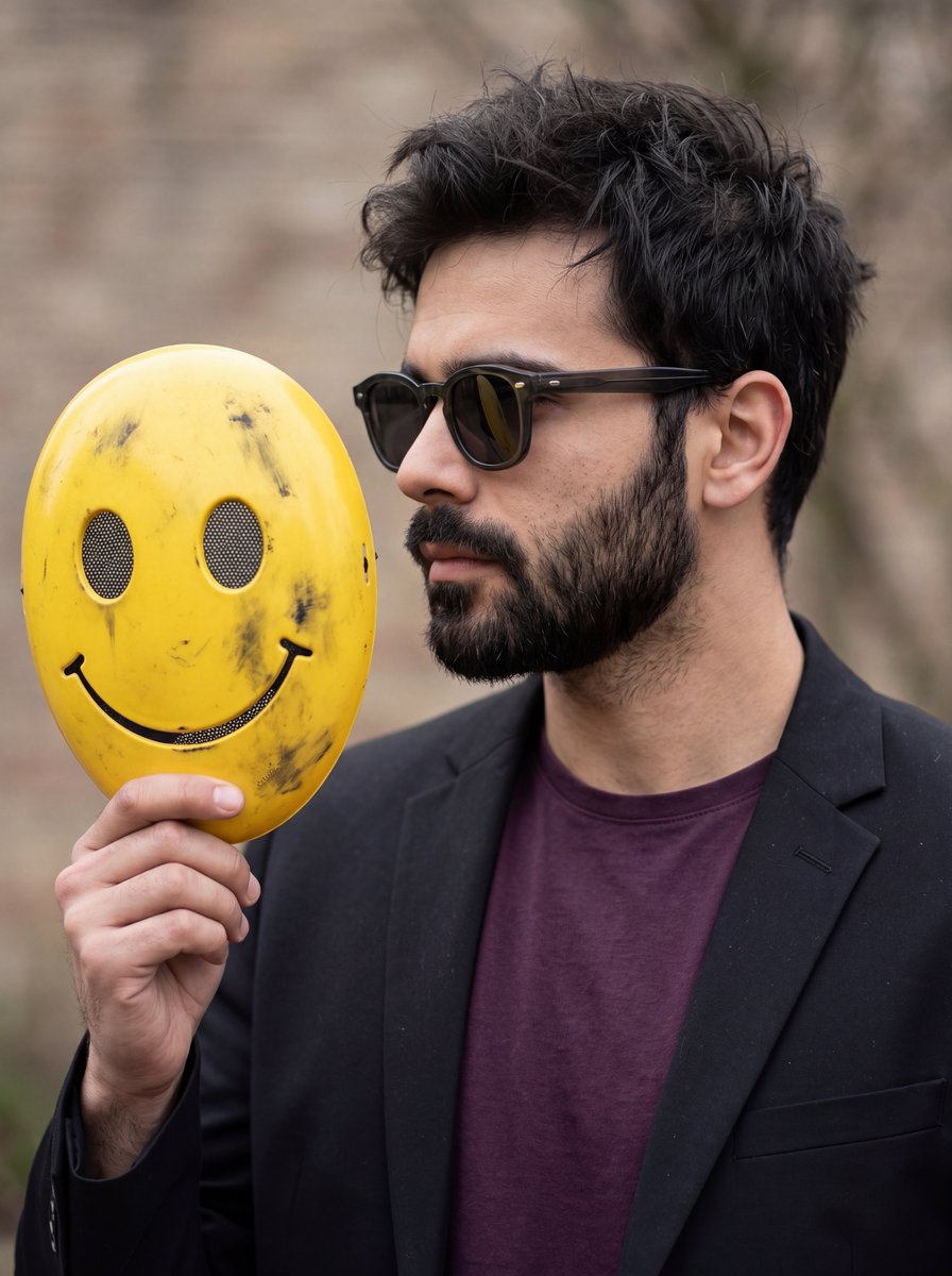 Man with Smiley Mask Portrait - AI image template preview