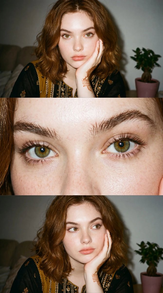35mm Film Aesthetic Triple-Panel Portrait - AI image template preview