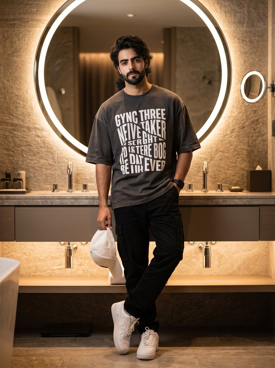 Luxury Bathroom Lifestyle Portrait - AI image template preview
