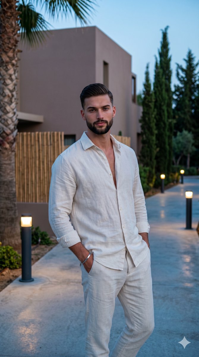 Upscale Resort Pathway Male Portrait - AI image template preview
