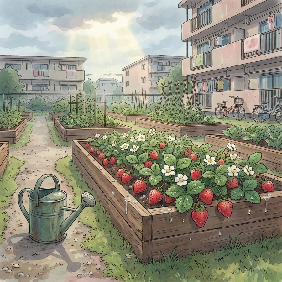Urban Anime Garden Illustration - AI image template preview