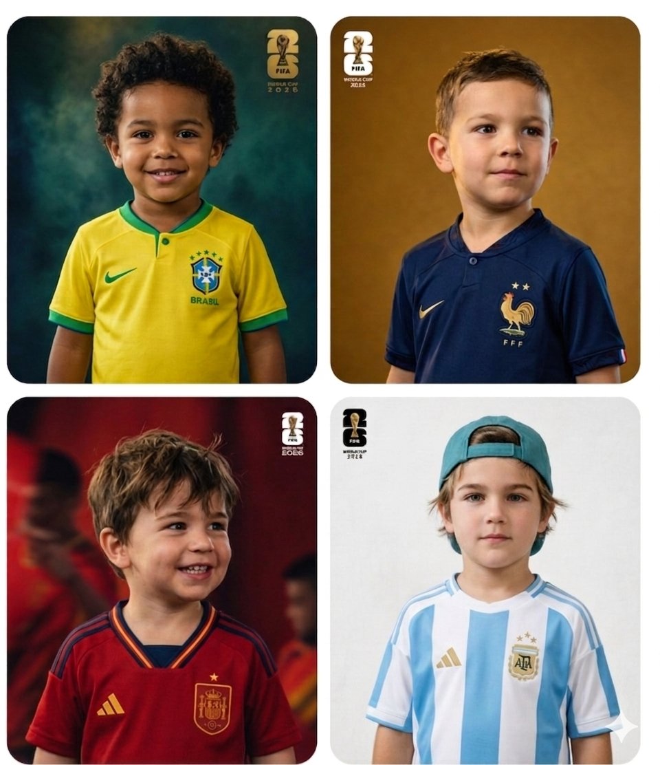 World Cup Children Football Portraits - AI image template preview
