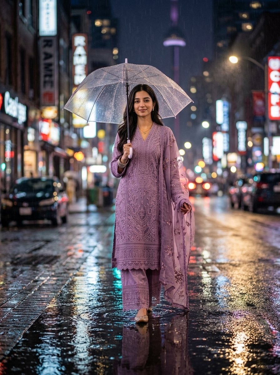Realistic Rain Portrait of a Woman - AI image template preview