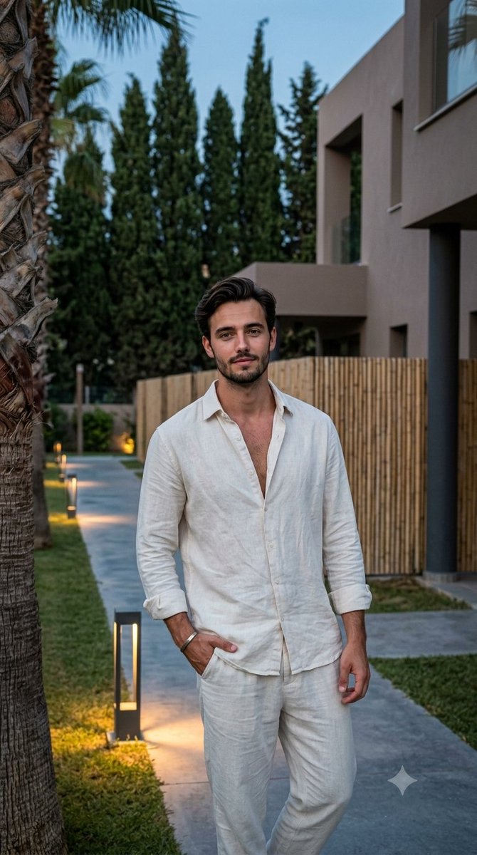 Sophisticated Man in Resort Pathway - AI image template preview