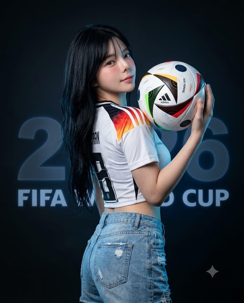 Asian Woman World Cup Portrait - AI image template preview