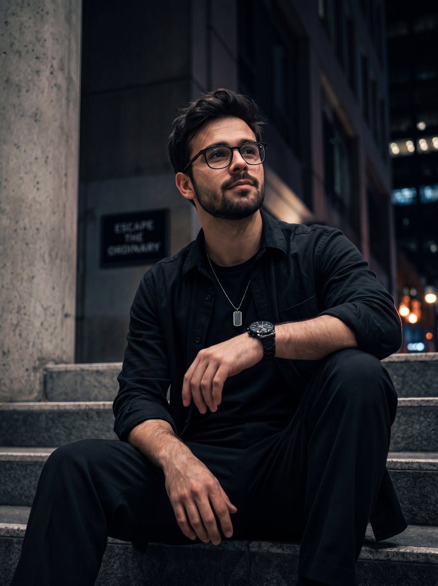 Urban Night Streetwear Portrait - AI image template preview