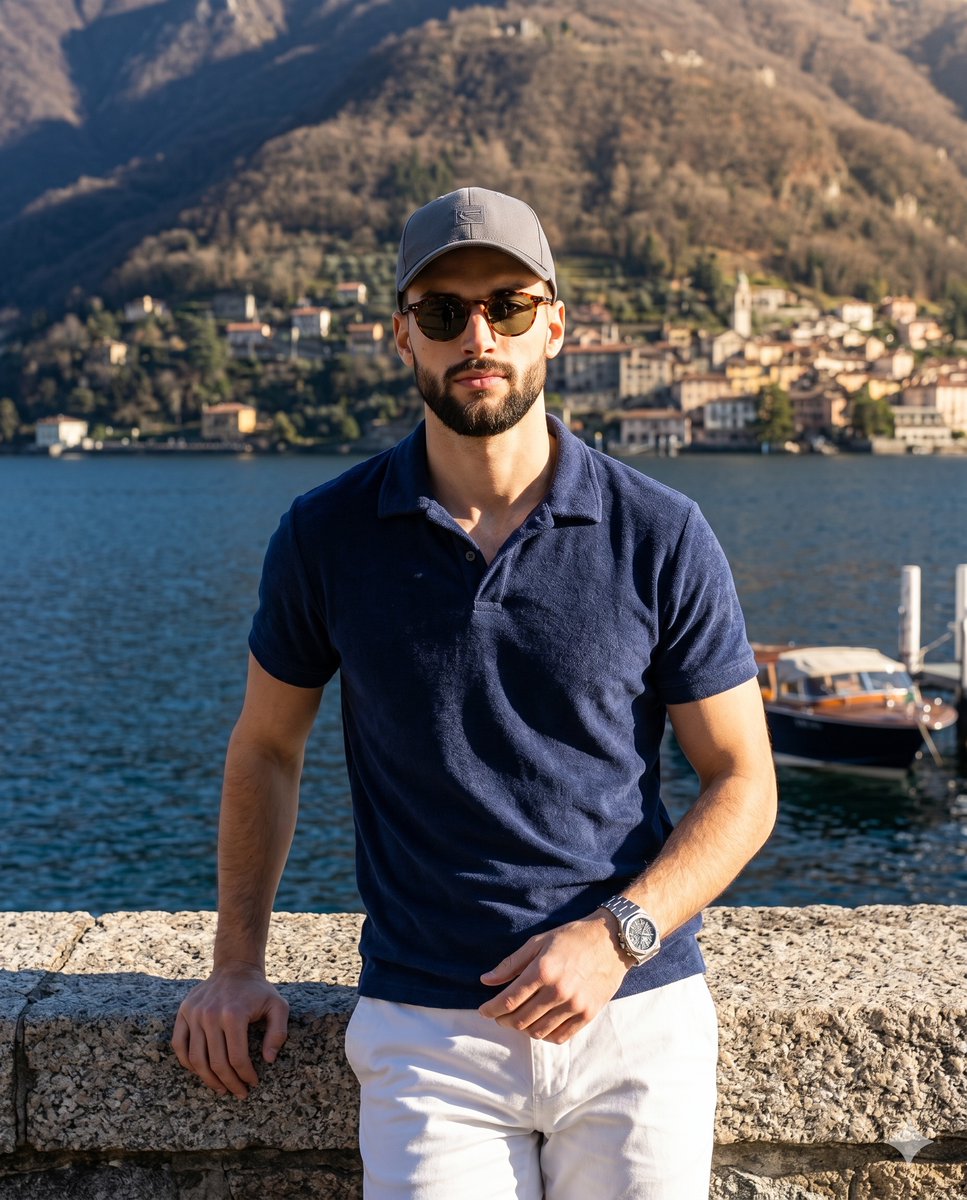 Luxury Alpine Lake Travel Portrait - AI image template preview