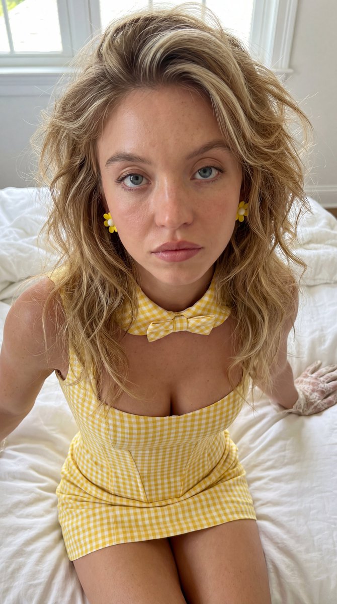 Sydney Sweeney Gingham Portrait - AI image template preview