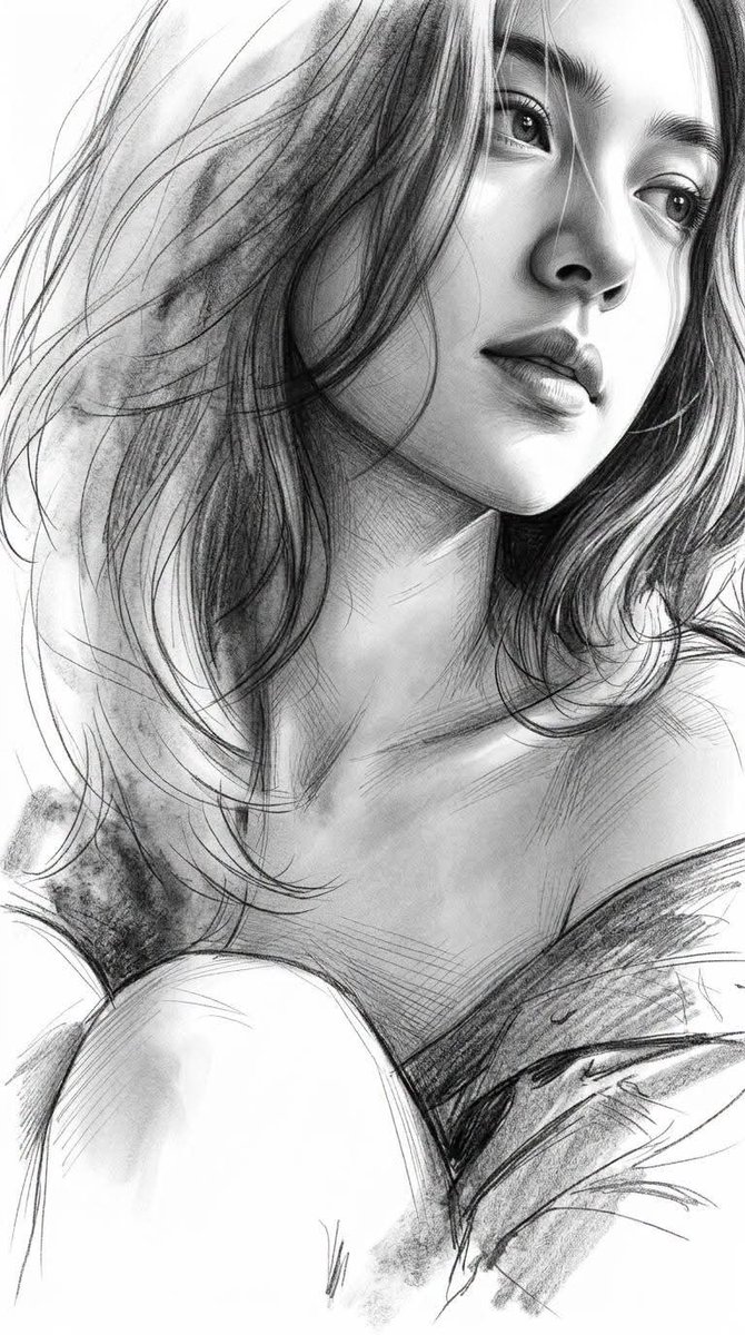 Monochrome Graphite Fine-Art Sketch - AI image template preview