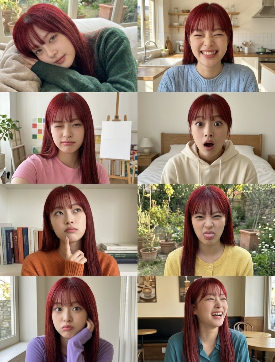 Red Hair Woman Portrait Collage - AI image template preview