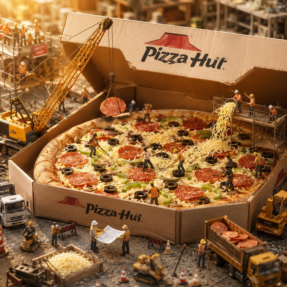 Miniature Pizza Construction Site - AI image template preview