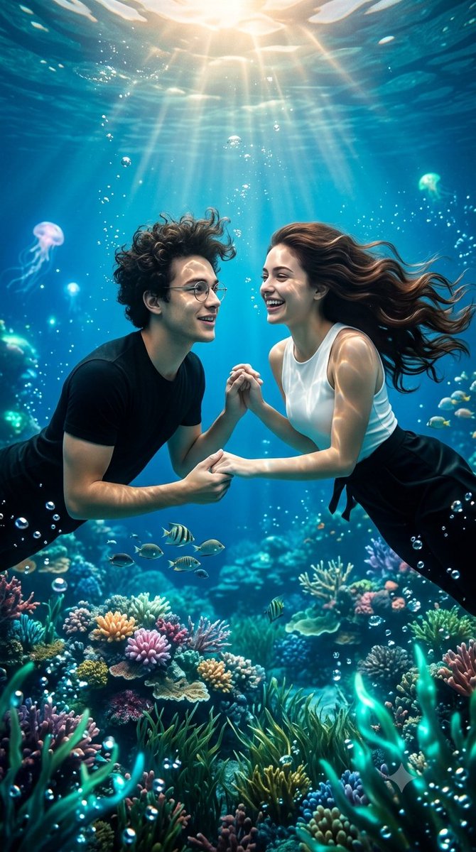 Underwater Fantasy Romance Portrait - AI image template preview
