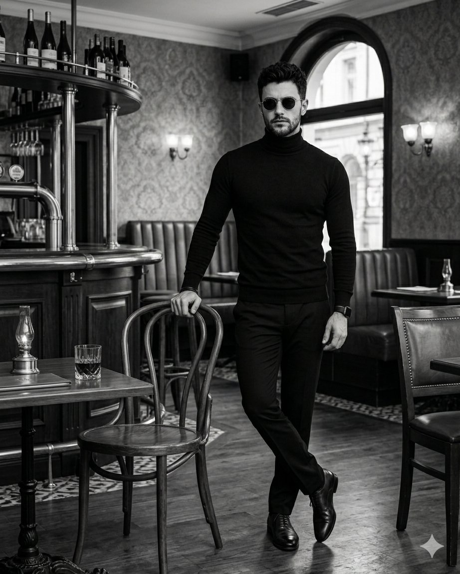 Monochrome Vintage Bar Gentleman - AI image template preview