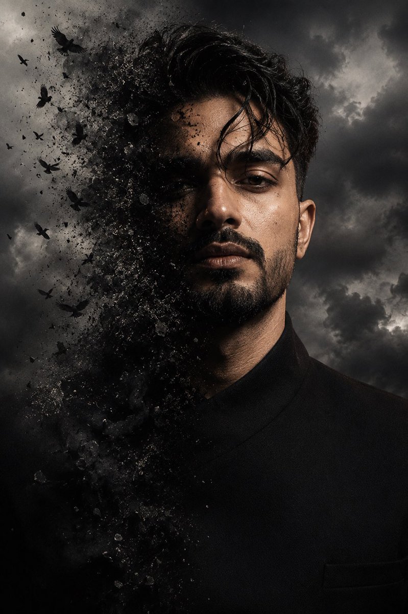Cinematic Face Dissolve Effect - AI image template preview