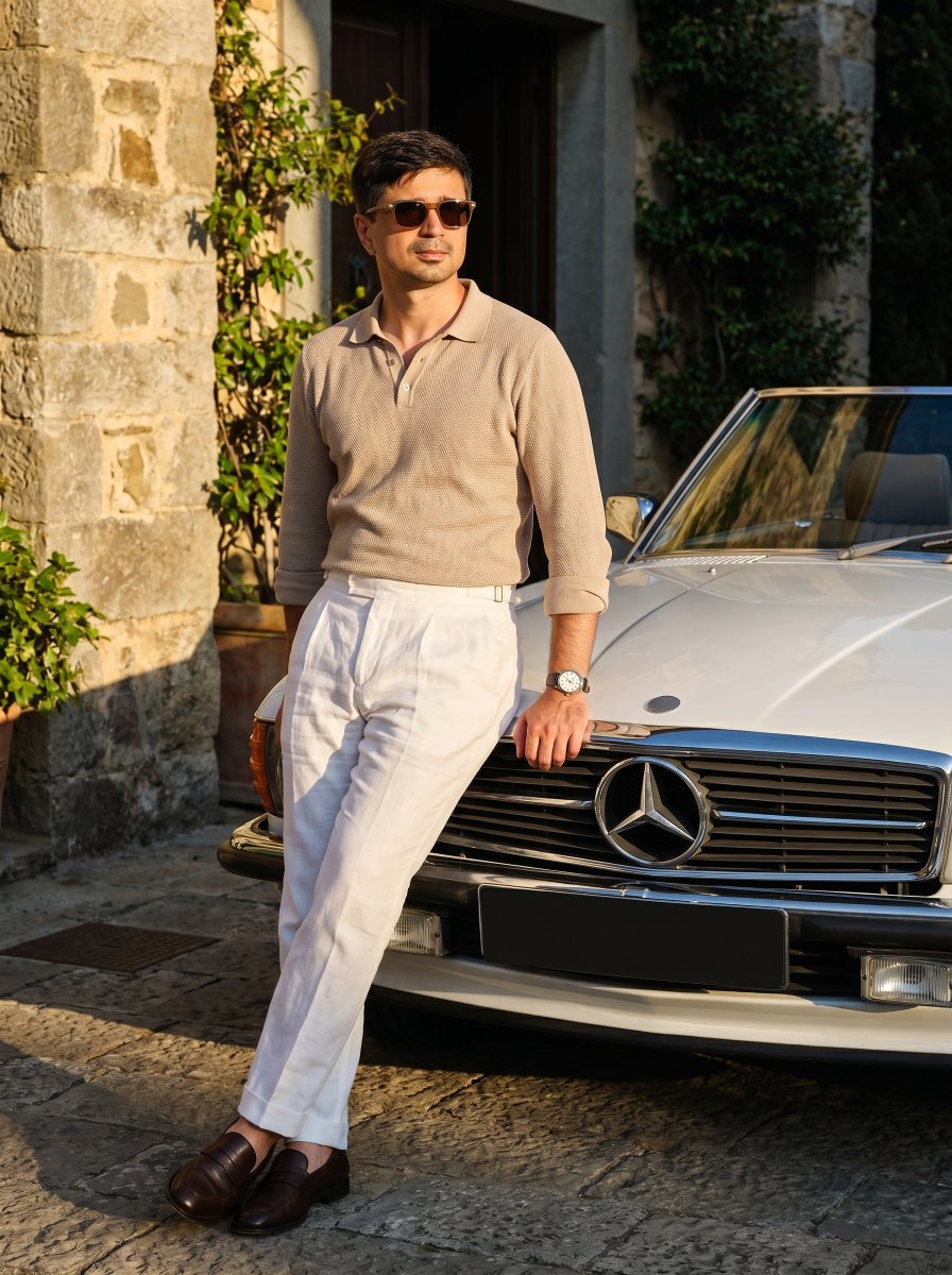 Mediterranean Vintage Car Portrait - AI image template preview