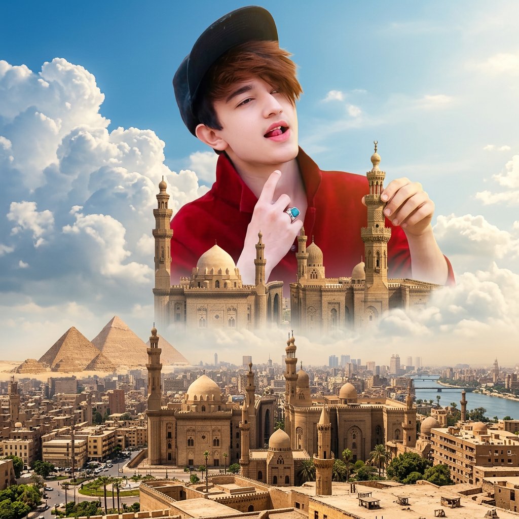 Celestial Woman Over Ancient Cairo - AI image template preview