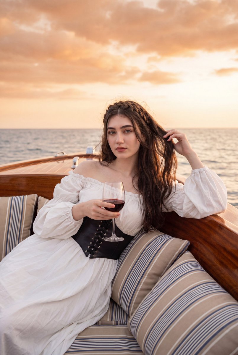 Cinematic Sunset Boat Portrait - AI image template preview