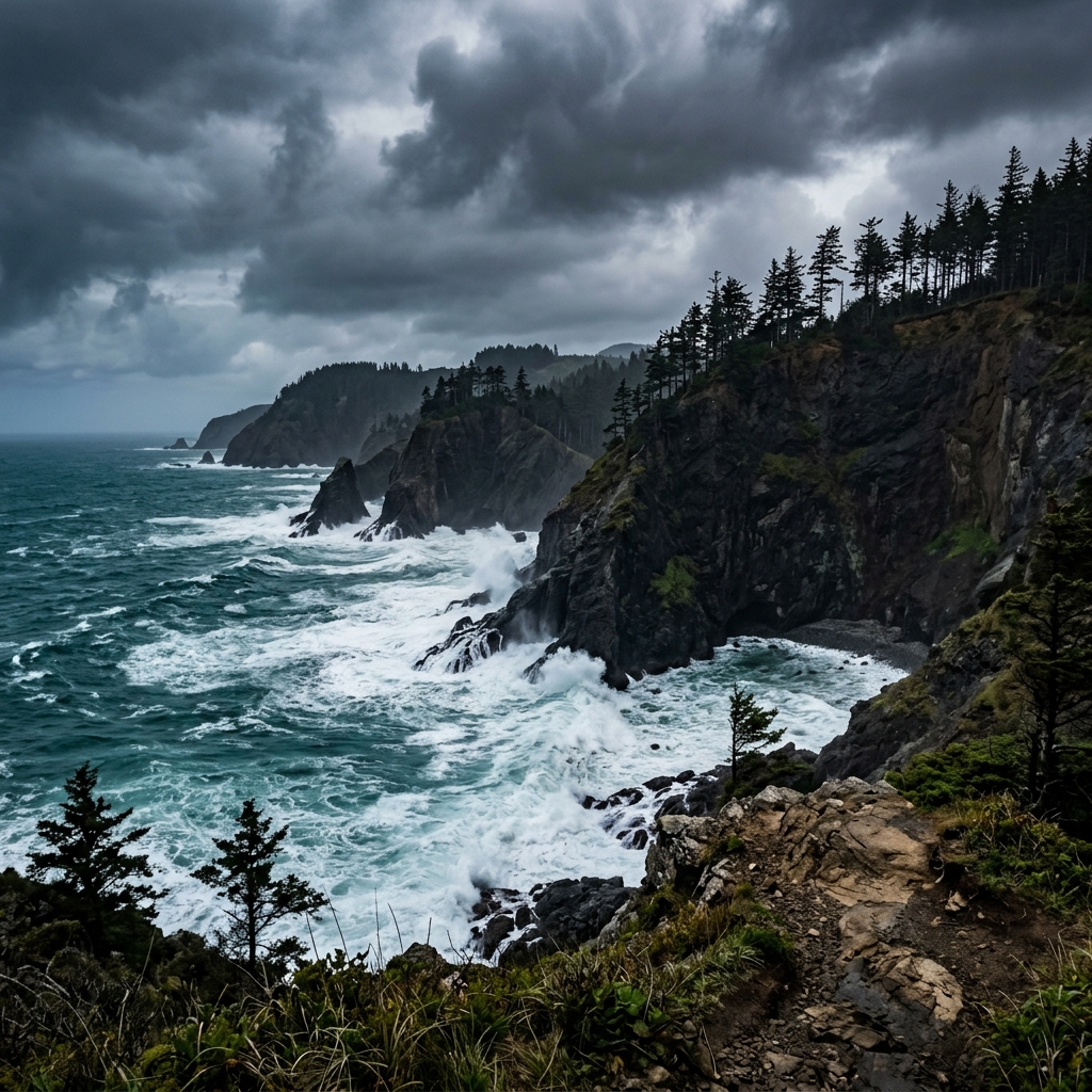 Panoramic Coastal Cliff Landscape - AI image template preview