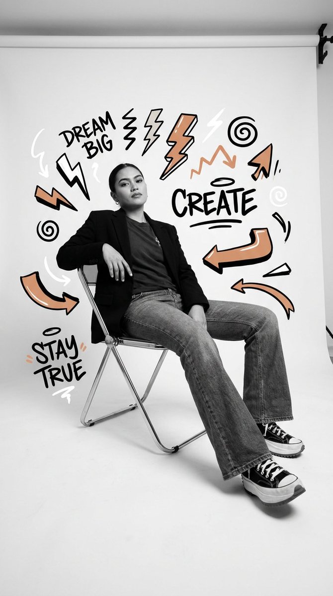 Monochrome Editorial Street Art Portrait - AI image template preview