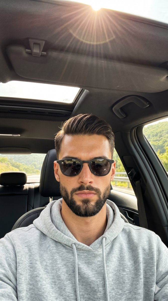 Cinematic Car Interior Male Portrait - AI image template preview