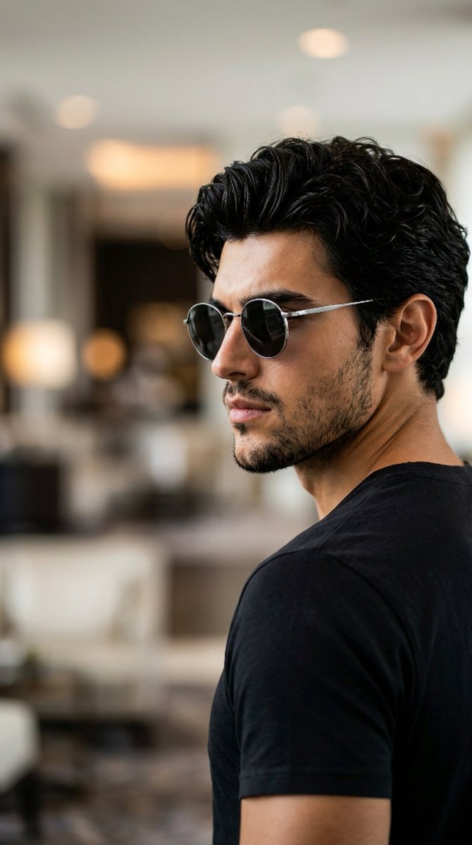 Cinematic Dark Profile Male Portrait - AI image template preview