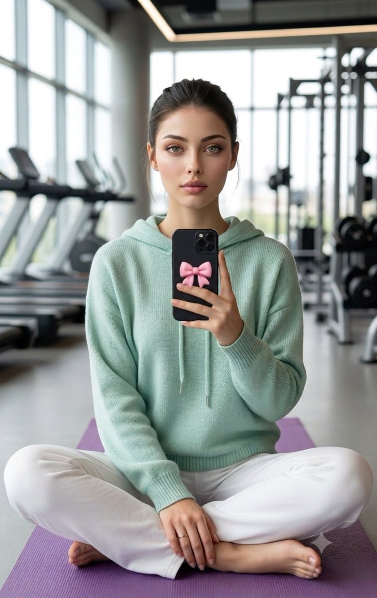 Professional Gym Mirror Selfie Portrait - AI image template preview