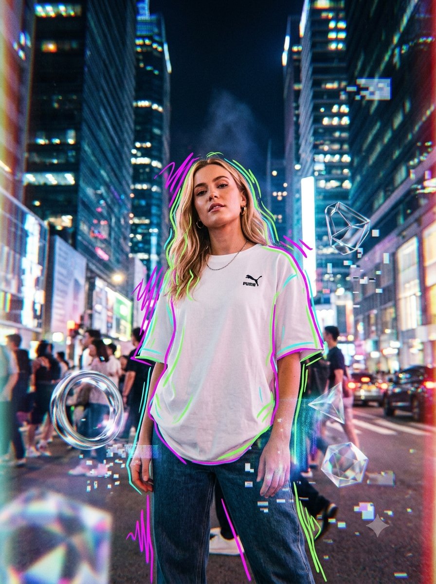 Cyberpunk Urban Fashion Portrait - AI image template preview