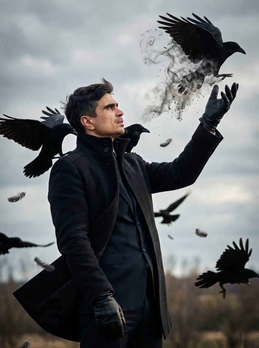 Raven Summoner Cinematic Portrait - AI image template preview
