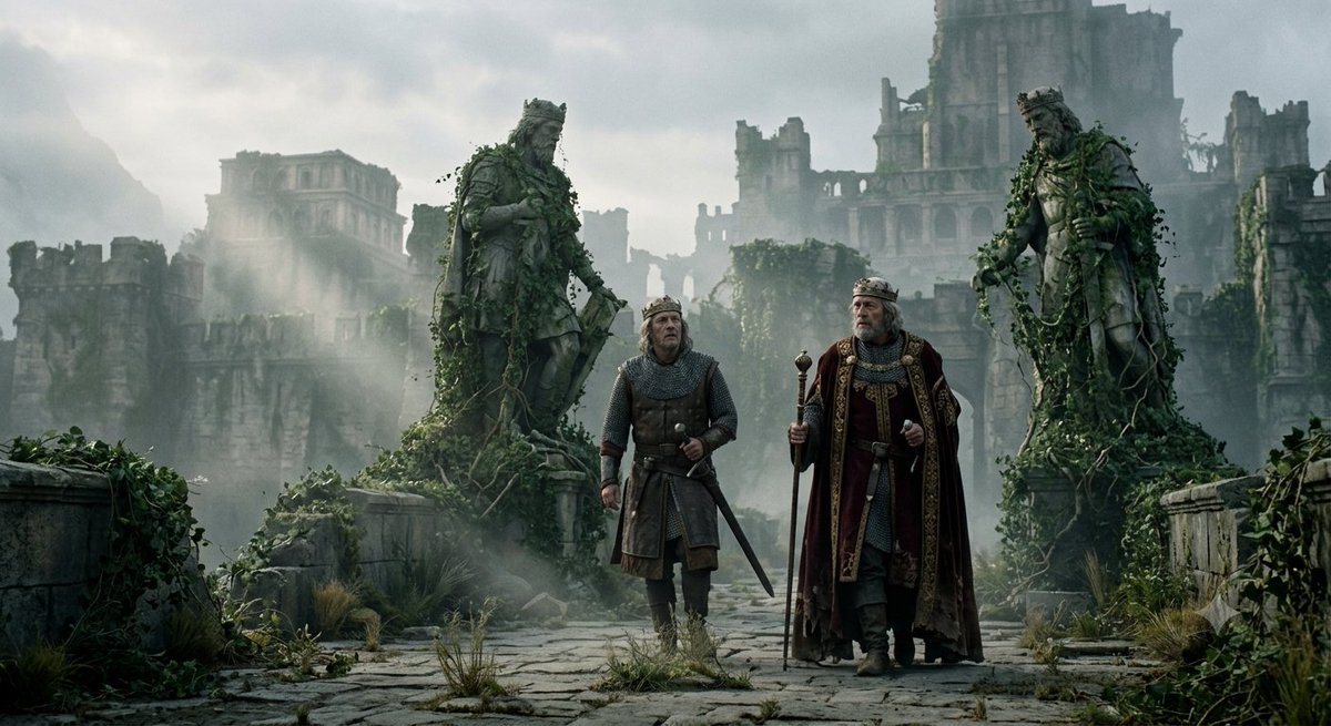 Ancient King's Return to Abandoned Kingdom - AI image template preview