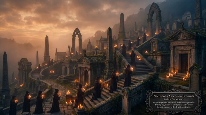 Gothicpunk Ritual in Necropolis - AI image template preview
