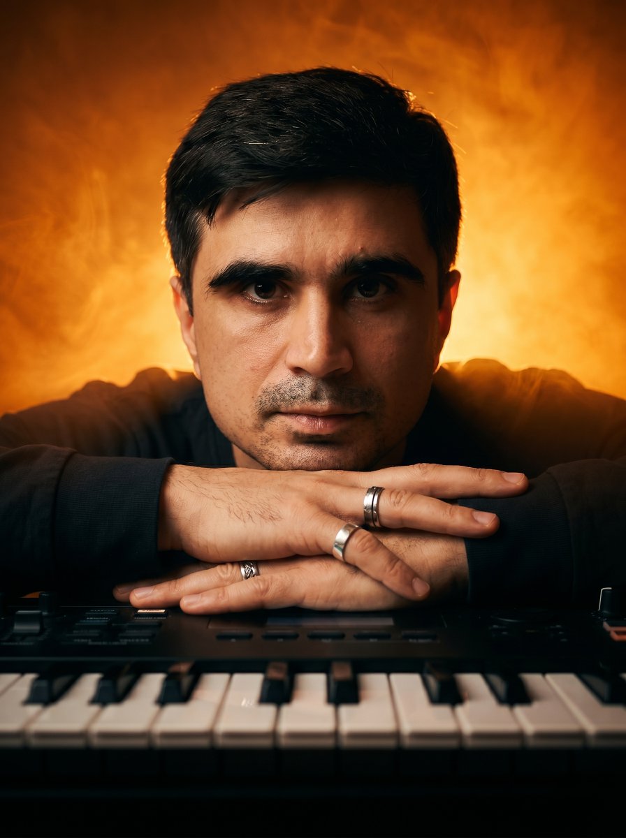 Cinematic Music Producer Portrait - AI image template preview