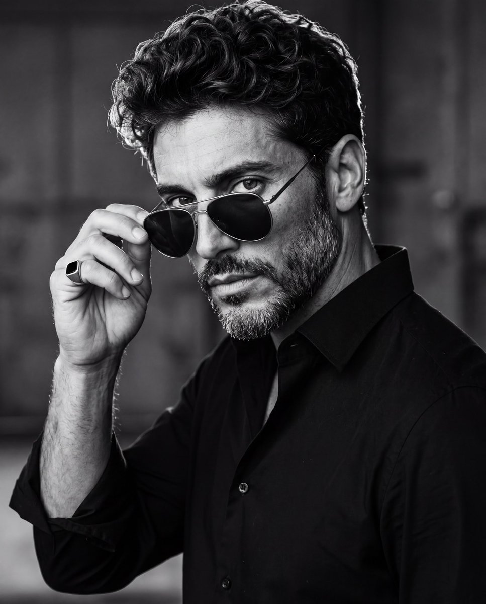 High Contrast Monochrome Male Portrait - AI image template preview