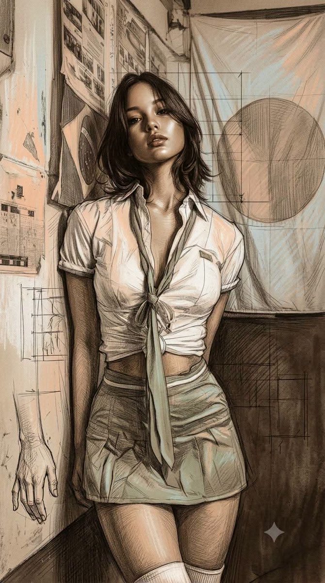 Academic Realism Mixed Media Portrait - AI image template preview