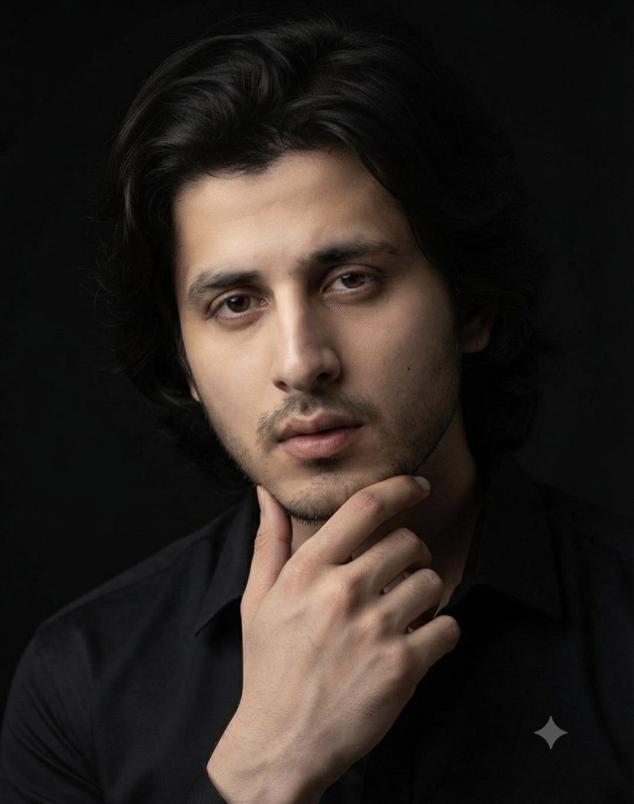 Sophisticated Dark Editorial Portrait - AI image template preview