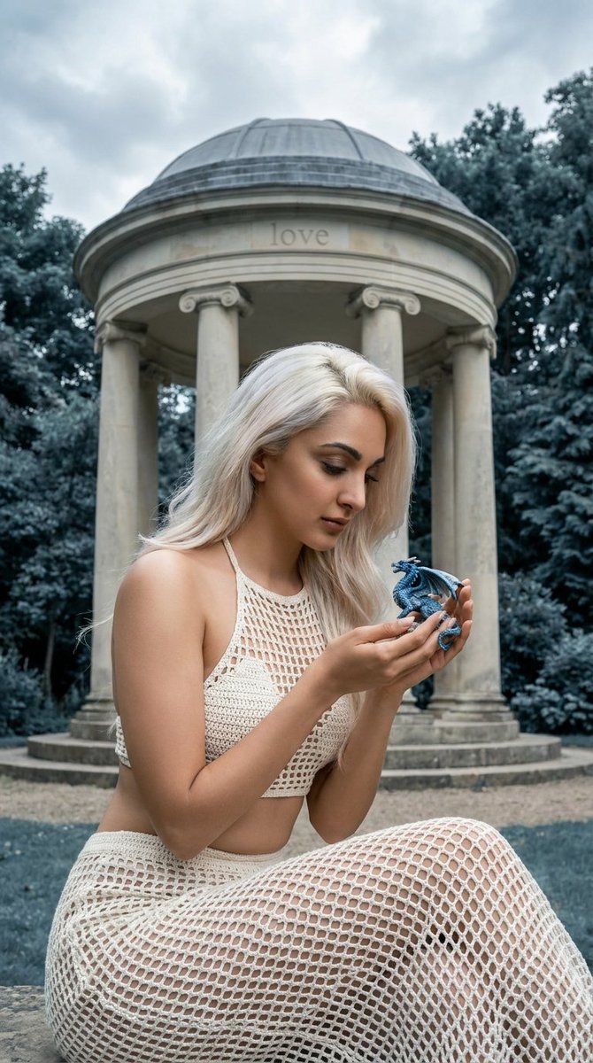 Woman with Platinum Hair and Snake - AI image template preview