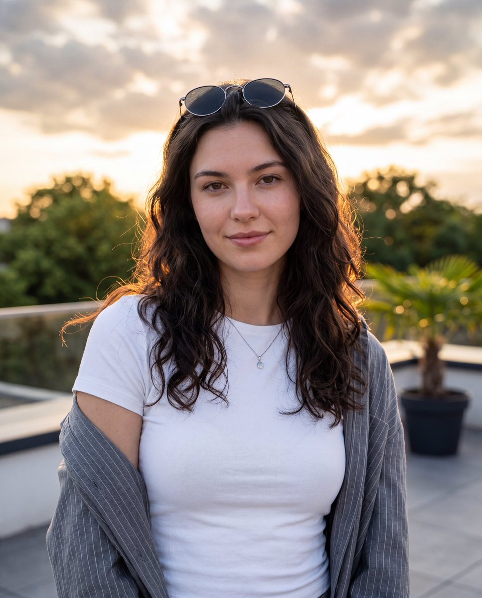 Luxury Rooftop Golden Hour Portrait - AI image template preview