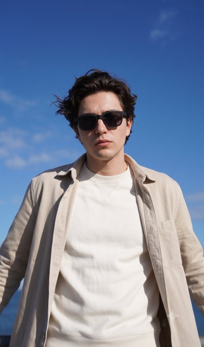 Luxury Mediterranean Menswear Editorial Portrait - AI image template preview