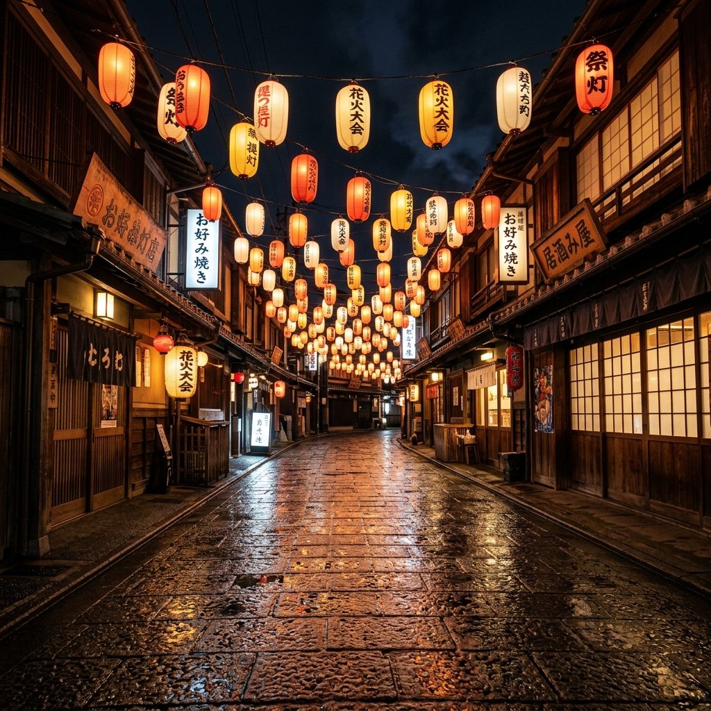 Night Festival Lantern Street - AI image template preview