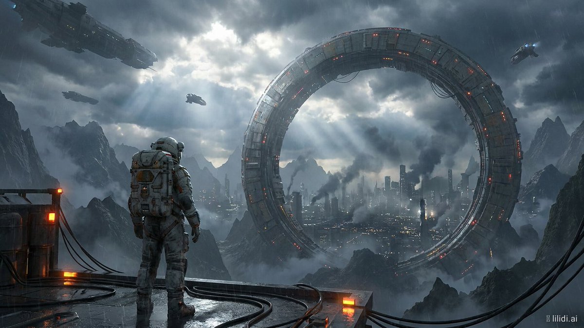Futuristic Ring Megacity Concept Art - AI image template preview