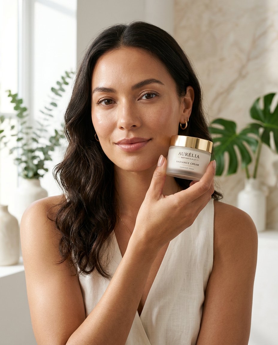 Luxury Skincare Commercial Photography - AI image template preview