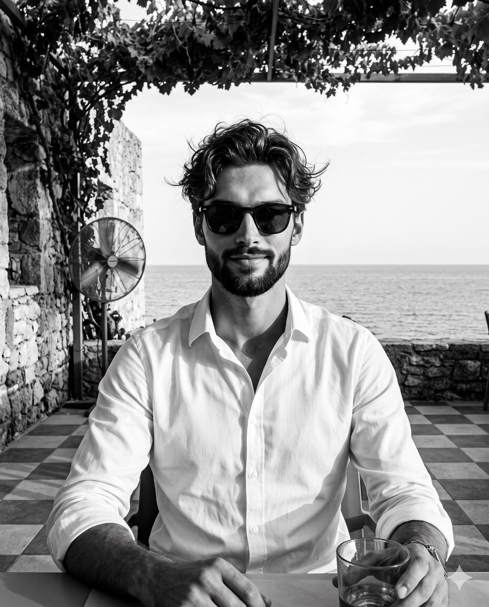 Monochromatic Coastal Riviera Portrait - AI image template preview