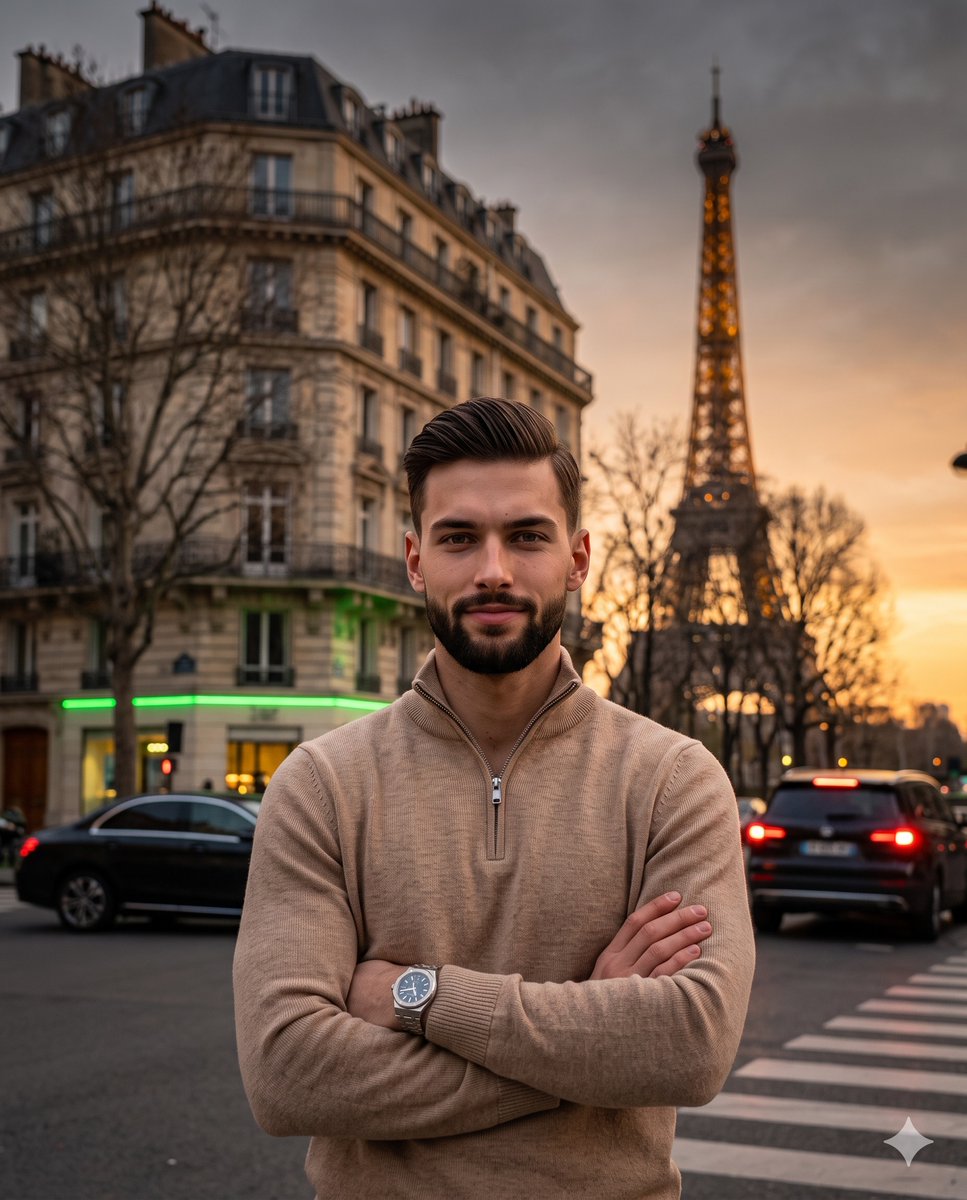Parisian Twilight Lifestyle Portrait - AI image template preview