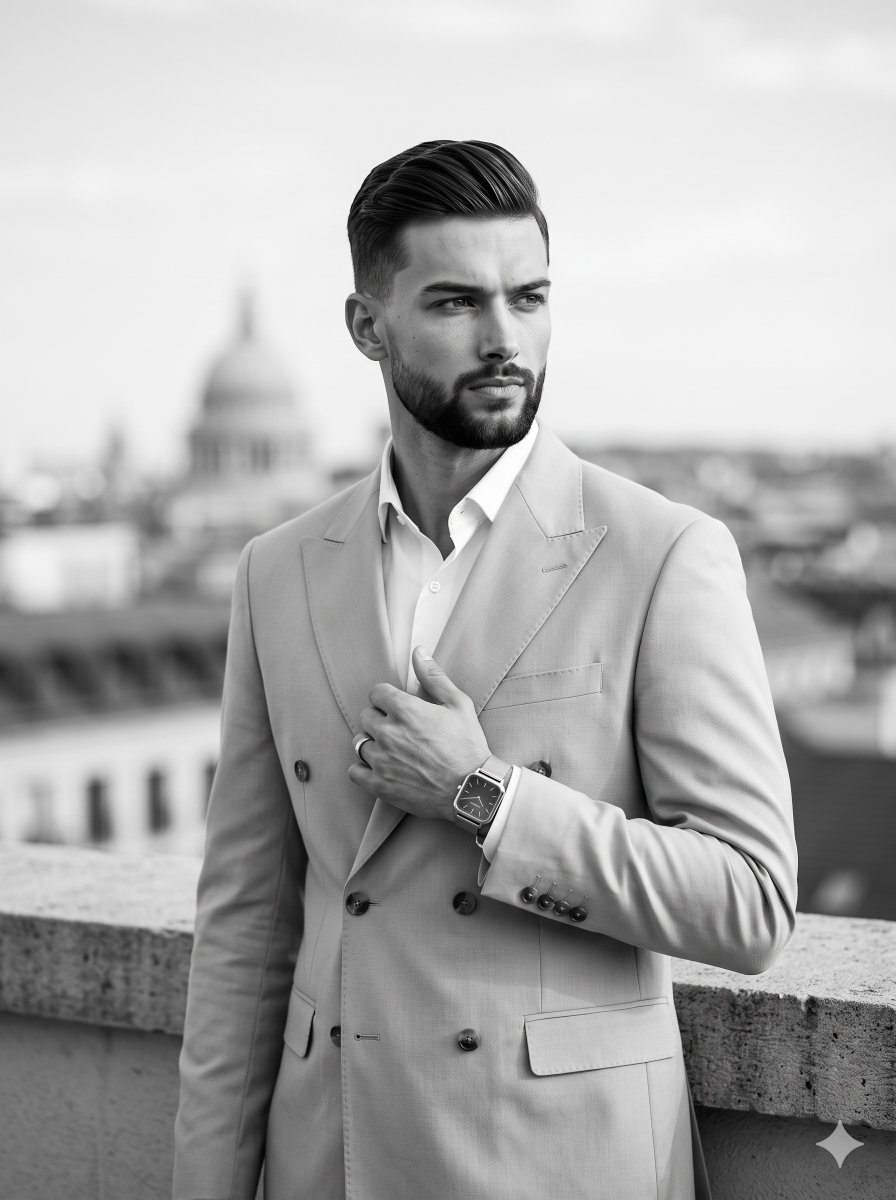 Editorial Menswear Fashion Portrait - AI image template preview