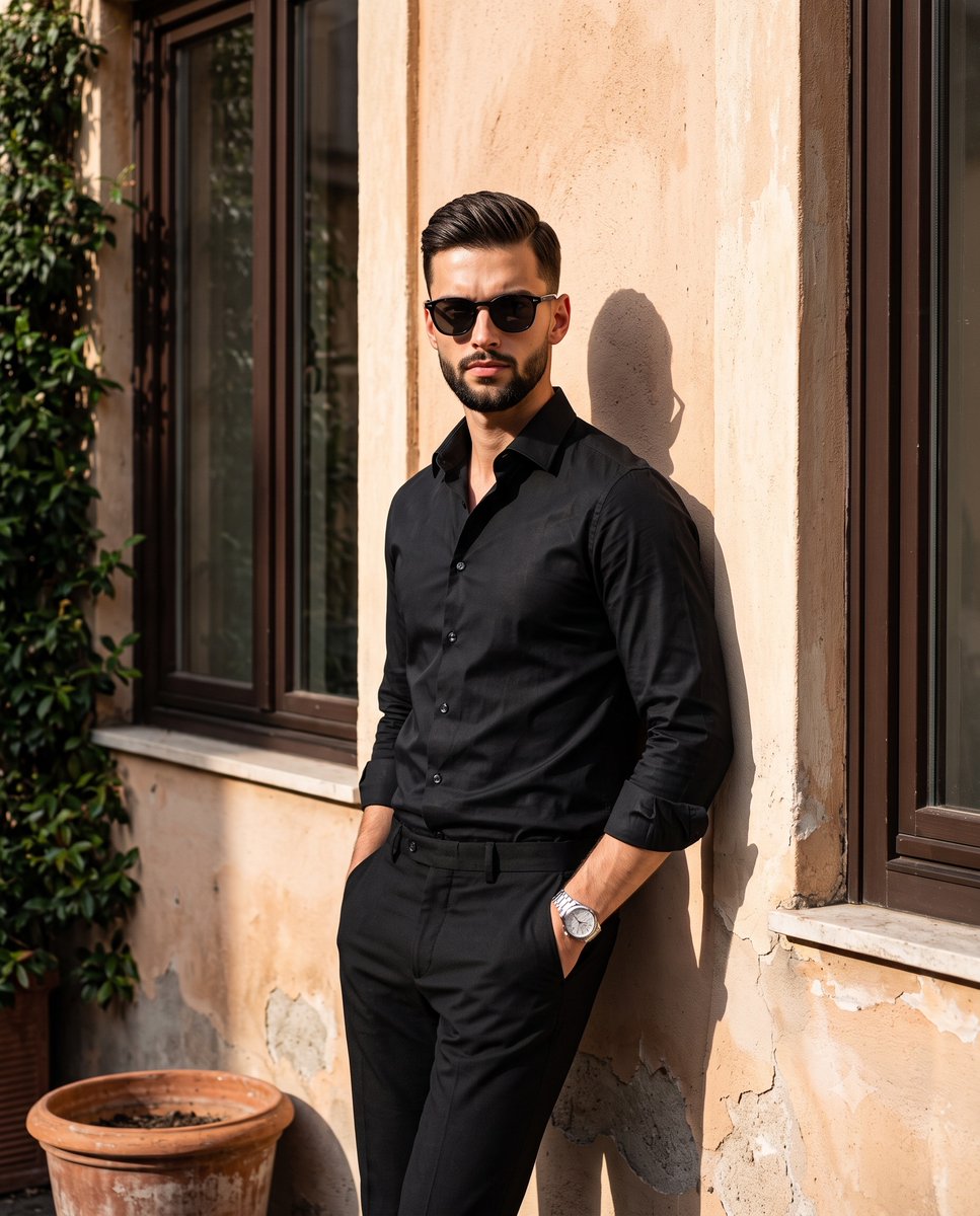Mediterranean Street Fashion Portrait - AI image template preview