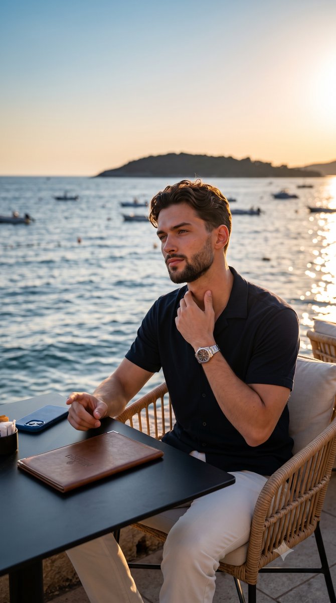 Golden Hour Candid Male Portrait - AI image template preview