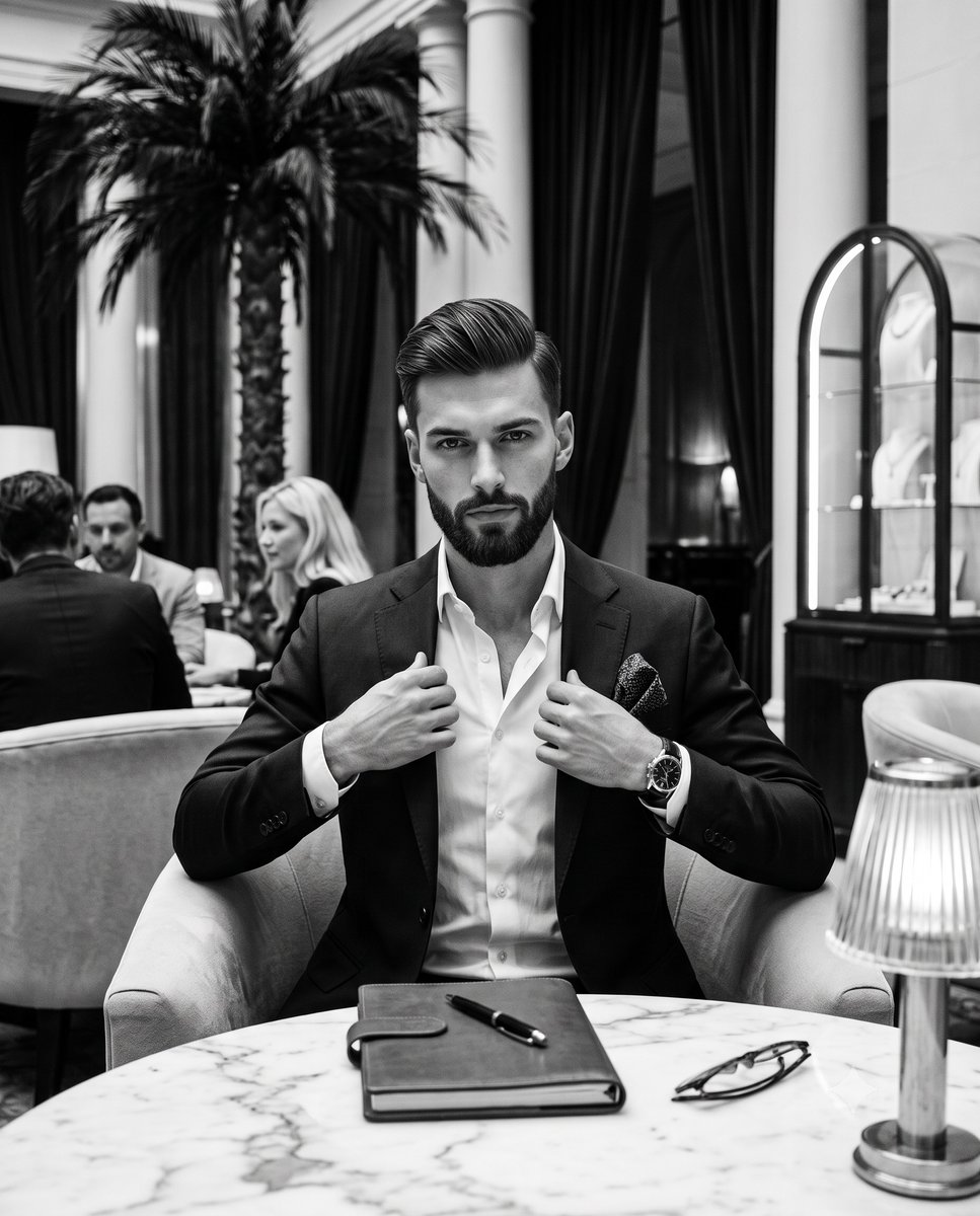 Monochrome Luxury Editorial Portrait - AI image template preview
