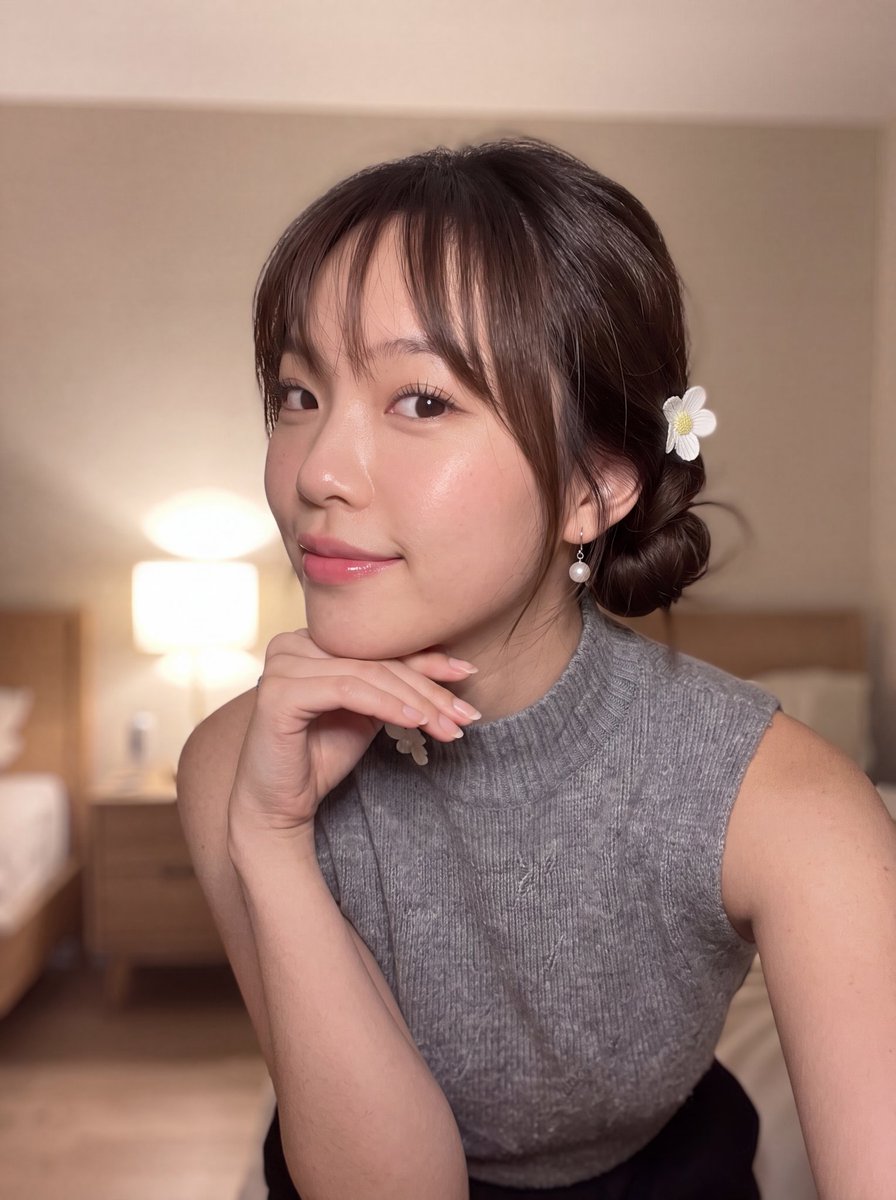 East Asian Woman Selfie Portrait - AI image template preview